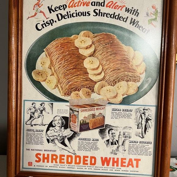 Framed 1920's Color Shredded Wheat Ad - Picture 1 of 2